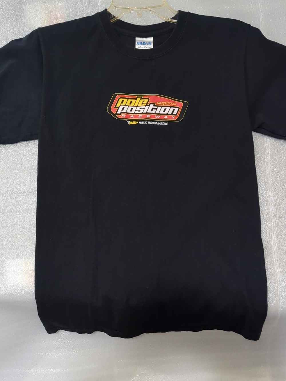 Gildan Black Kids Tee with Red & Yellow 'Pole Position Raceway' Logo